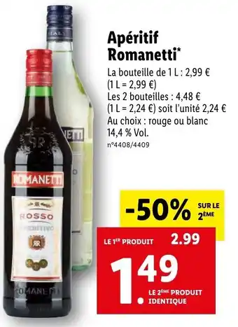 Lidl Apéritif romanetti offre