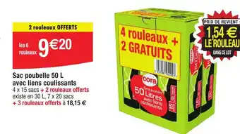 Migros Sac poubelle 50 L avec liens coulissants offre