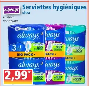 Norma Serviettes hygiéniques offre