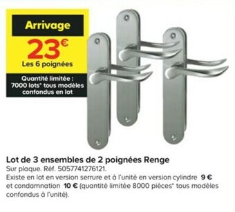 Castorama Lot de 3 ensembles de 2 poignées renge offre