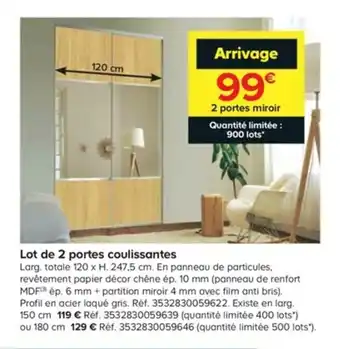 Castorama Lot de 2 portes coulissantes offre