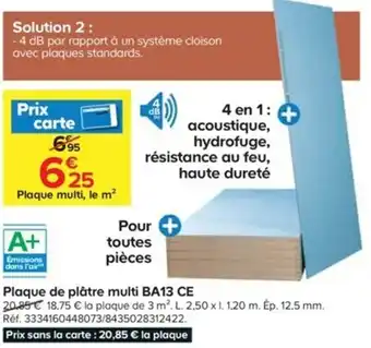 Castorama Plaque de Plâtre Multi BA13 CE offre