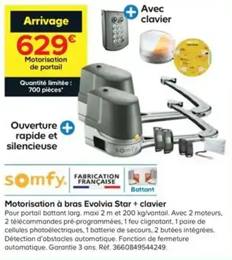 Motorisation à Bras Evolvia Star + Clavier