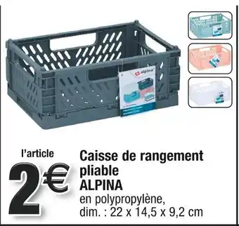 Cora x Carrefour ALPINA Caisse de rangement pliable offre