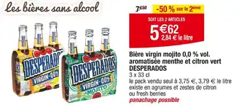 Cora x Carrefour DESPERADOS Bière virgin mojito 0,0 % vol. aromatisée menthe et citron vert offre
