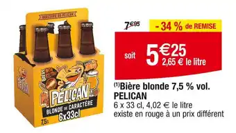 Cora x Carrefour PELICAN Bière blonde 7,5 % vol offre