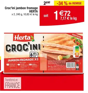 Cora HERTA Croc'ini jambon fromage offre