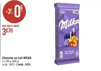 Casino Supermarchés MILKA Chocolat au Lait offre