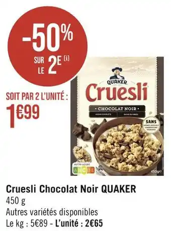 Casino Supermarchés QUAKER Cruesli Chocolat Noir offre