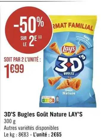 Casino Supermarchés LAY'S 3D’S Bugles Goût Nature offre