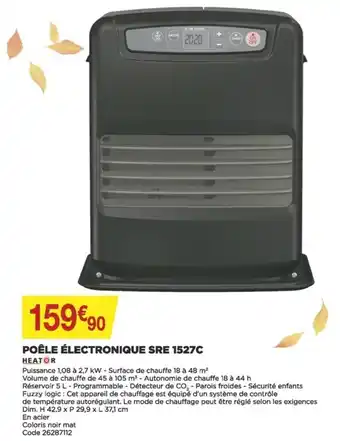 Bricomarché Poêle Électronique SRE 1527C offre