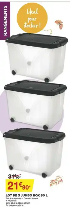 Bricomarché Lot de 3 Jumbo Box 60L offre