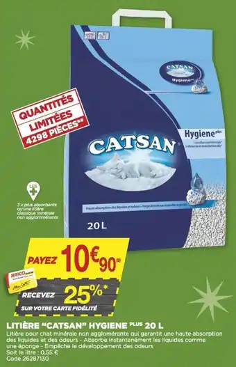 Litière Catsan Hygiene 20L