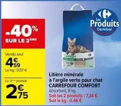 Carrefour Carrefour - litière minérale à l'argile verte pour chat comfort offre