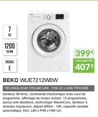 Copra Beko WUE7212WOW offre