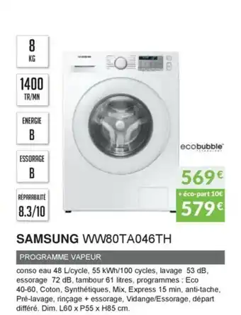 Copra Samsung WW80TA046TH offre