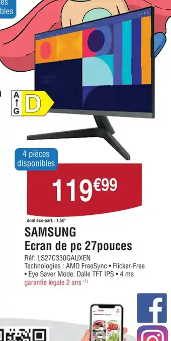 Cora SAMSUNG Ecran de pc 27pouces offre