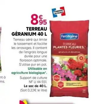 Kiriel TERREAU GÉRANIUM 40 L offre