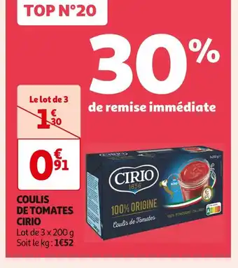 Auchan Supermarché CIRIO COULIS DE TOMATES offre