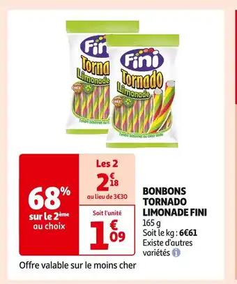 Auchan Supermarché FINI BONBONS TORNADO LIMONADE offre