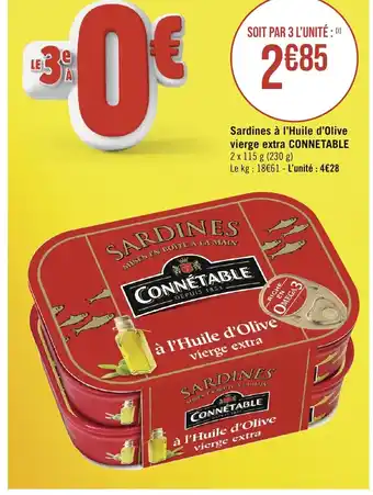 Géant Casino Sardines à l'Huile d'Olive vierge extra CONNETABLE offre