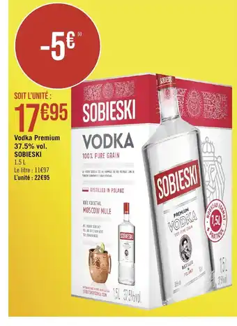 Géant Casino Vodka Premium 37.5% vol. SOBIESKI offre