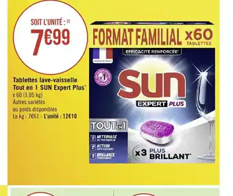 Géant Casino Tablettes lave-vaisselle Tout en 1 SUN Expert Plus offre