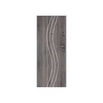 Porte d'entrée FADIA 80 cm H1 CPL chêne gris avec judas optique - Poignée et serrure : Avec - Poussant: Droit - Judas optique