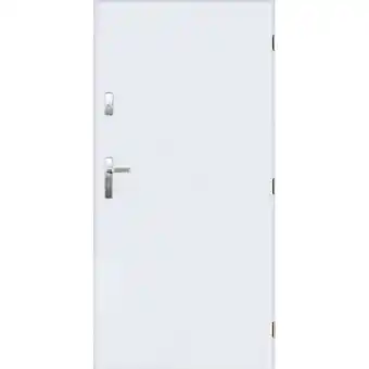 Bricorama Porte d'entrée TANGO blanc en acier inoxydable en 80 ou 90 cm - Poignée et serrure : Avec - Poussant: Droit - Dimensions: 80 offre
