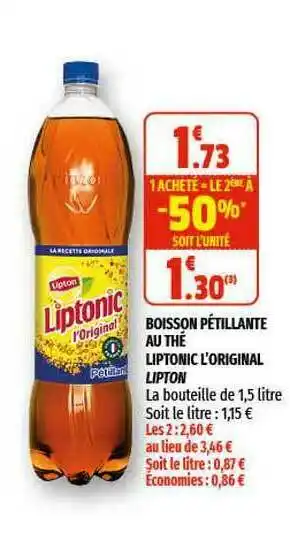 Coccinelle Express Boisson Pétillante Au Thé Liptonic L'original Lipton offre