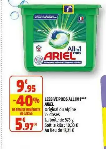 Coccinelle Express Lessive Pods All In 1 Ariel offre