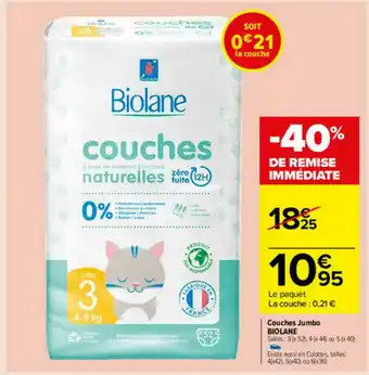 Carrefour Market Couches Jumbo Biolane offre