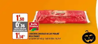 Coccinelle Supermarché 4 Rochers Chocolat Au Lait Praliné Belle France offre
