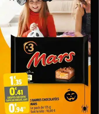 Coccinelle Supermarché 3 Barres Chocolatées Mars offre