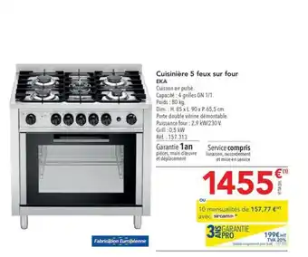 METRO Cuisinière 5 feux sur four EKA offre