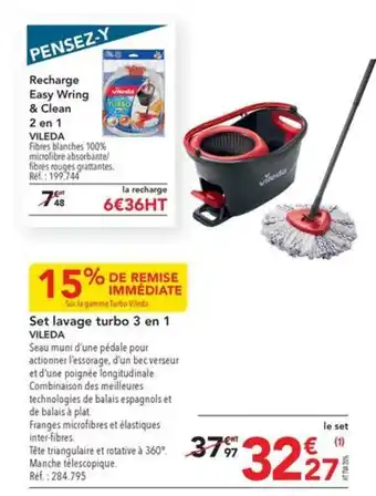 Set lavage turbo 3 en 1 VILEDA