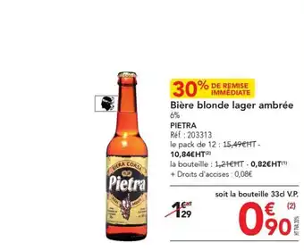 METRO Bière blonde lager ambrée PIETRA offre