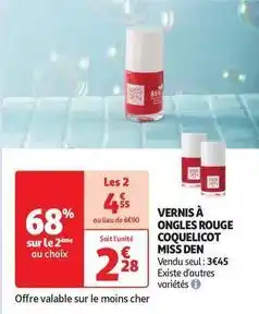 Auchan Miss den - vernis à ongles rouge coquelicot offre