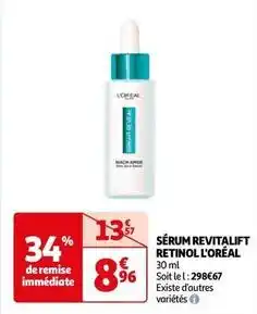 Auchan L'oréal - sérum revitalift retinol offre