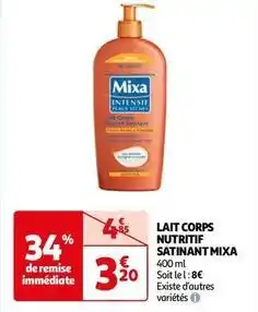 Auchan Mixa - lait corps nutritif satinant offre