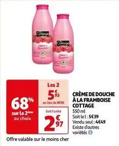 Auchan Cottage - crème de douche à la framboise offre