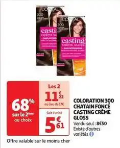 Auchan L'oreal paris - coloration 300 chatain foncé casting crème gloss offre