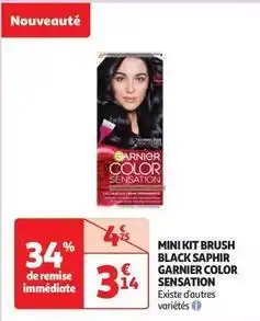 Auchan Garnier - mini kit brush black saphir color sensation offre