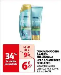 Auchan Head & shoulders - shampooing & apres-shampooing derma pro offre
