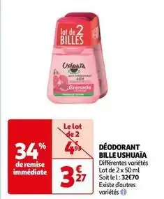 Auchan Ushuaïa - déodorant bille offre