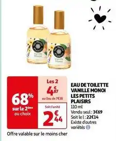 Auchan Les petits plaisirs - eau de toilette vanille monoi offre