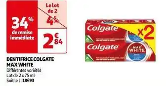 Auchan Colgate - dentifrice max white offre