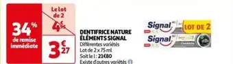 Auchan Elements signal - dentifrice nature offre