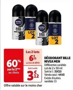 Auchan Nivea - déodorant bille men offre