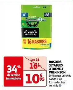 Auchan Wilkinson - rasoirs jetables xtreme 3 offre